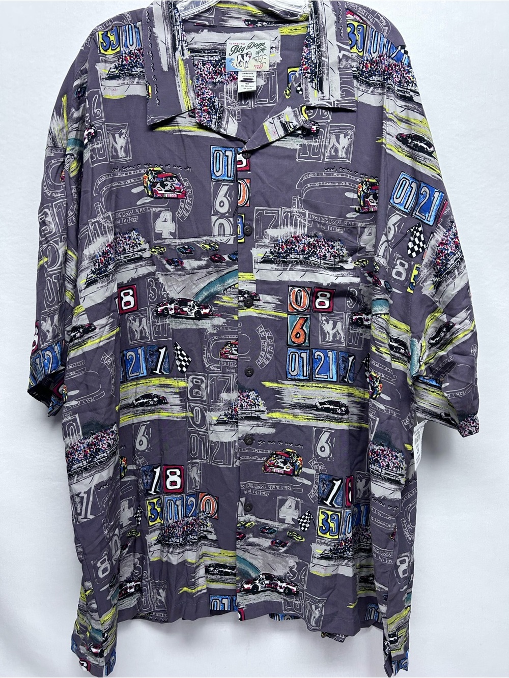 Big Dogs Charcoal Motorsport Print Shirt 4X Hawaiian style